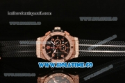 Hublot Big Bang Chrono Miyota OS20 Quartz Rose Gold Case with Black Dial Arabic Numeral/Stick Markers and Diamonds Bezel