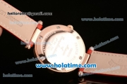 Franck Muller Ronde Miyota Quartz Rose Gold Case with Colorful Stick Markers Diamond Bezel and Red Leather Bracelet