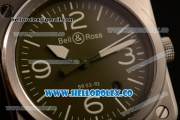 Bell&Ross BR 03-92 S Aviation Type Miyota 9015 Automatic Steel Case with Green Dial and Black Rubber Strap