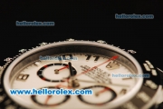 Rolex Daytona Chronograph Swiss Valjoux 7750 Automatic Movement PVD Case White Dial with Arabic Numerals and PVD Strap