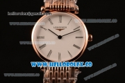 Longines La Grande Classique SWISS QUARTZ Rose Gold Case with White Dial Roman Numeral Markers and Rose Gold Bracelet