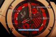 Hublot Big Bang Swiss Valjoux 7750 Automatic Movement Gold Case with Red Dial and Black Rubber Strap