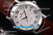 Audemars Piguet Jules Audemars Clone AP Calibre 3120 Automatic Steel Case with White Dial Brown Leather Strap and Roman Numeral Markers (EF)