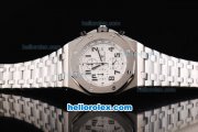 Audemars Piguet Royal Oak Offshore Chronograph Quartz Movement White Grid Dial with Black Numeral Marker-SS Strap