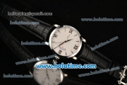 Patek Philippe Calatrava Swiss ETA 2824 Automatic Steel Case with White Dial Black Leather Strap and Stick/Roman Numeral Markers