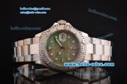 Rolex Yacht-Master Asia 2813 Automatic Steel Case/Strap with Green MOP Dial - ETA Coating