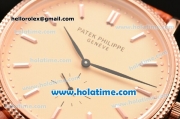 Patek Philippe Calatrava Miyota Quartz Rose Gold Case with Stick Markers and Champagne Dial