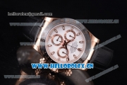 Rolex Daytona Clone Rolex 4130 Automatic Rose Gold Case with White Dial Black Leather Strap and Stick Markers (EF)