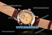 Vacheron Constantin Malte Tourbillon Asia Automatic Rose Gold Case with Pink Dial and Coffee Leather Strap - Stick Markers