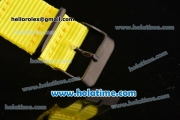 Rolex Submariner Asia 2813 Automatic PVD Case with Yellow Markers Carbon Fiber Dial and Yellow Nylon Strap