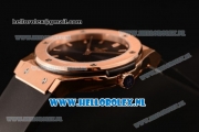 Hublot Classic Fusion 9015 Auto Rose Gold Case with Black Dial and Black Leather Strap