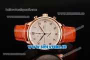 IWC Portuguese Chrono Miyota Quartz Rose Gold Case with Orange Leather Strap White Dial and Arabic Numeral Markers