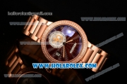 Cartier Rotonde De Miyota Quartz Rose Gold Case/Bracelet with Brown Dial and Diamonds Bezel