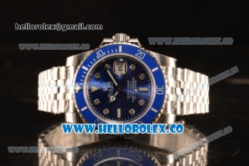 Rolex Submariner Blue Ceramic Bezel With Blue Dial All Steel With ETA 2836 Diamond Markers EW