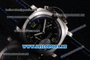 Panerai Luminor 1950 Chrono Flyback PAM 331 Swiss Valjoux 7750 Automatic Steel Case with Black Dial and Black Leather Strap Dot/Arabic Numeral Markers