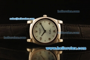 Rolex Cellini Swiss Quartz Steel Case with Cyan Dial and Black Leather Strap-Numeral Markers