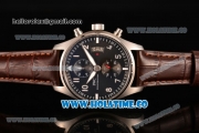 IWC Pilot's Watch Chrono Swiss Valjoux 7750 Automatic Steel Case with Grey Dial and Brown Leather Strap - White Arabic Numeral Markers (BP)