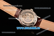 A.Lange&Sohne Saxonia Tourbillon Asia Automatic Steel Case with White Dial Brown Leather Strap and Diamonds Bezel