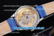 IWC Portugueser Tourbillon Hand-Wound Asia 2813 Automatic Steel Case with Blue Dial Blue Leather Strap and Arabic Numeral Markers