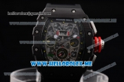 Richard Mille RM 11-03 Swiss Valjoux 7750 Automatic PVD Case with Skeleton Dial and Black Rubber Strap Arabic Numeral Markers