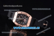 Richard Mille RM011-FM Asia ST25 Automatic Rose Gold Case with Skeleton Dial Rose Gold Bezel and Black Rubber Strap Arabic Numeral Markers