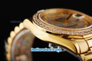 Rolex Day Date II Automatic Movement Full Gold with Diamond Bezel-Silver Dial and Diamond Markers