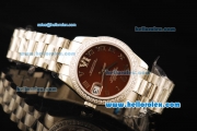 Rolex Datejust Automatic Movement ETA Coating Case with Brown Dial and Diamond Bezel