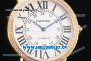 Cartier Rotonde De Tourbillon Asia 6497 Manual Winding Yellow Gold Case with White Dial and Diamonds Bezel Black Leather Strap