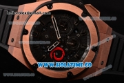 Hublot King Power Swiss Valjoux 7750 Automatic Rose Gold Case with Black Skeleton Dial and Black Rubber Strap (YR)