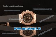 Hublot Classic Fusion Aerofusion Chronograph Orlinski Japanese Miyota OS20 Quartz Rose Gold Case with Black Dial Stick Markers and Black Rubber Strap