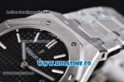 Audemars Piguet Royal Oak Swiss Quartz Steel Case/Bracelet with Black Dial and White Stick Markers