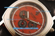 Ferrari Chronograph Automatic Movement Steel Case with Red Dial and Black Leather Strap