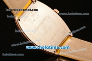 Franck Muller Cintree Curvex Swiss Quartz Rose Gold/Diamonds Case with Diamonds Dial Colorful Numeral Markers and Yellow Leather Strap