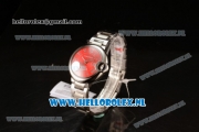 Cartier Ballon Bleu De Japanese Miyota Quartz Steel Case with Red Dial Roman Numberal Markers and Steel Bracelet