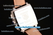 Tag Heuer Monaco Chronograph Quartz Steel Case with Brown Dial and Brown Leather Strap