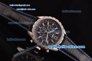 Breitling Bentley Barnato Chrono Japanese Miyota OS20 Quartz Stainless Steel Case with Black Leather Strap and Black Dial Stick Markers