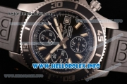 Breitling Superocean Chronograph II Chronograph Swiss Valjoux 7750 Automatic Steel Case with Black Dial Black Rubber Strap and Stick Markers