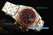 Breitling Chronomat B01 Chronograph Swiss Valjoux 7750 Automatic Movement Full Steel with Red Dial and Rose Gold Markers