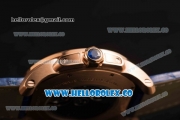 Cartier Calibre De Cartier Miyota 9015 Automatic Rose Gold Case with White Dial and Blue Leather Strap