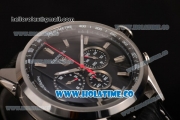 Tag Heuer Carrera MikroPendulumS Chrono Miyota Quartz Steel Case with PVD Bezel Black Dial and Stick Markers