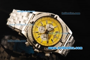 Breitling Chronomat B01 Chronograph Quartz Movement Full Steel with Yellow Dial and Stick Markers