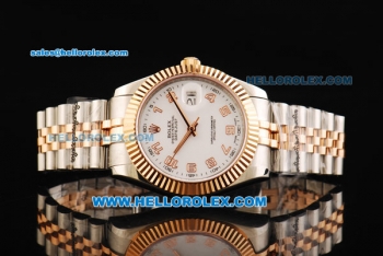 Rolex Datejust II Oyster Perpetual Automatic Movement Steel Case with White Dial and Rose Gold Bezel-Two Tone Strap