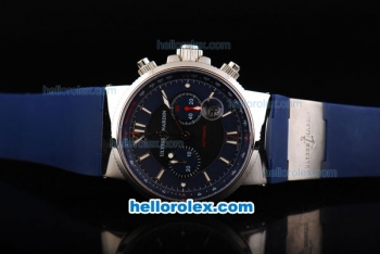 Ulysse Nardin Maxi Marine Swiss Valjoux 7750 Automatic Movement Blue Dial with Blue Rubber Strap