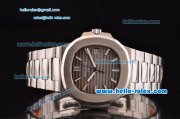 Patek Philippe Nautilus Swiss ETA 2824 Automatic Steel Case with Brown Dial Stick Markers Stainless Steel Strap