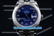 Rolex Datejust II Swiss ETA 2836 Automatic Steel Case with Blue Dial Diamonds Markers and Stainless Steel Bracelet (BP)