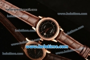 Patek Philippe Calatrava Swiss ETA 2824 Automatic Rose Gold Case with Black Dial Diamonds Bezel and Stick Markers