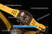 Richard Mille RM11-03 Swiss Valjoux 7750 Automatic Carbon Fiber Case Skeleton Dial With Arabic Numeral Markers Yellow Rubber Strap 1:1 Original(KV)