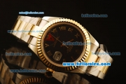 Rolex Datejust II Swiss ETA 2836 Automatic Full Steel with Yellow Gold Bezel and Black Dial-Gold Roman Markers