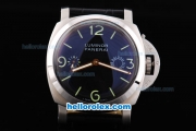 Panerai Luminor 1950 Asia 6794 Manual Winding Silver Case with Blue Dial and Leather Strap