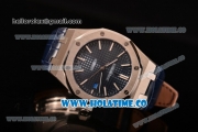 Audemars Piguet Royal Oak 41MM Clone AP Calibre 3120 Automatic Steel Case with Blue Dial Blue Leather Strap - Stick Markers (EF)